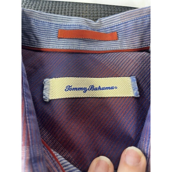 Tommy Bahama Shirt Mens L Red Burgundy Button Up Casual Silk Blend Long Sleeve‎ - Picture 2 of 6